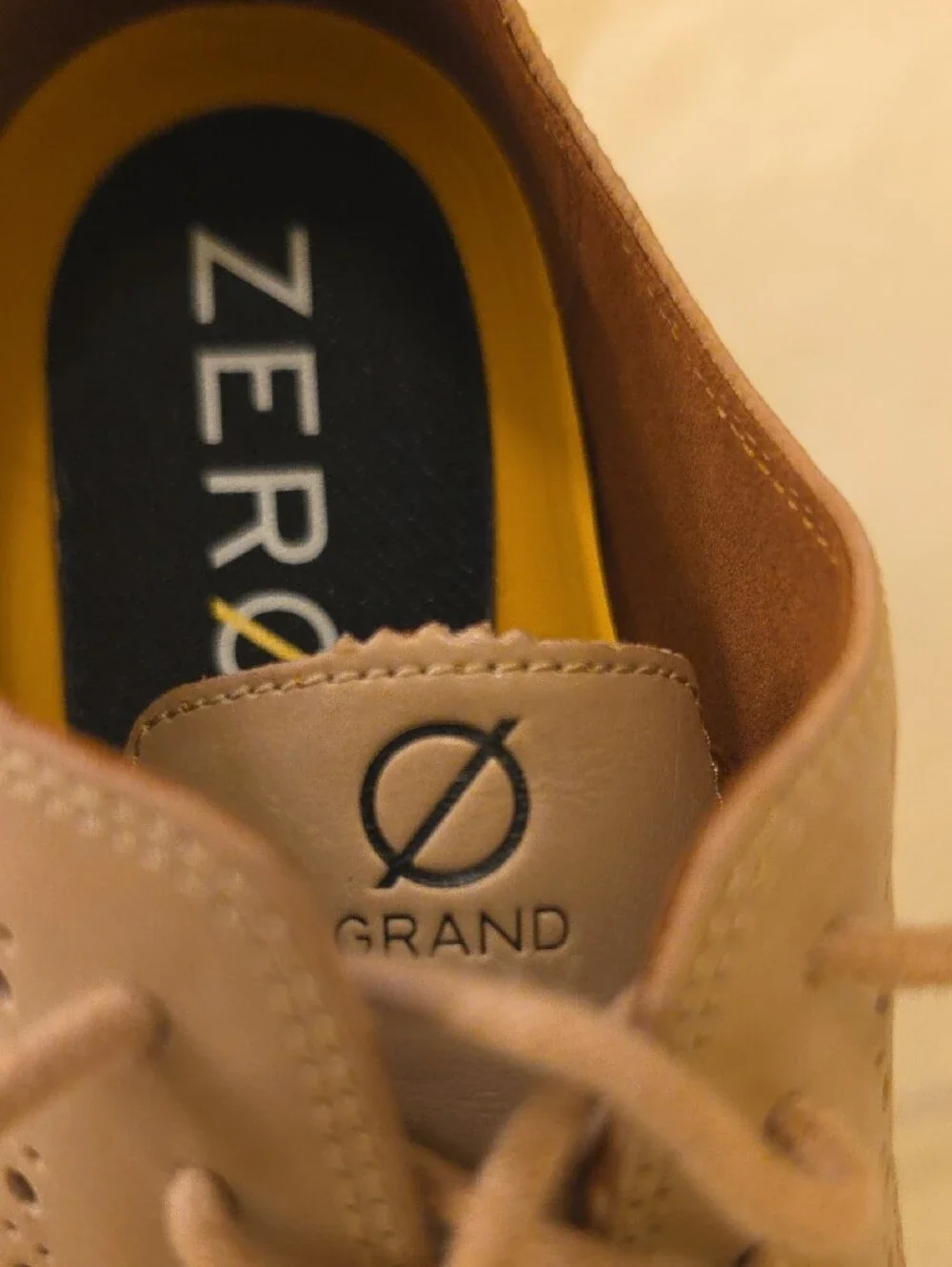 Cole Haan Zero Grand Wingtip Derby in Tan with Lightweight Sole